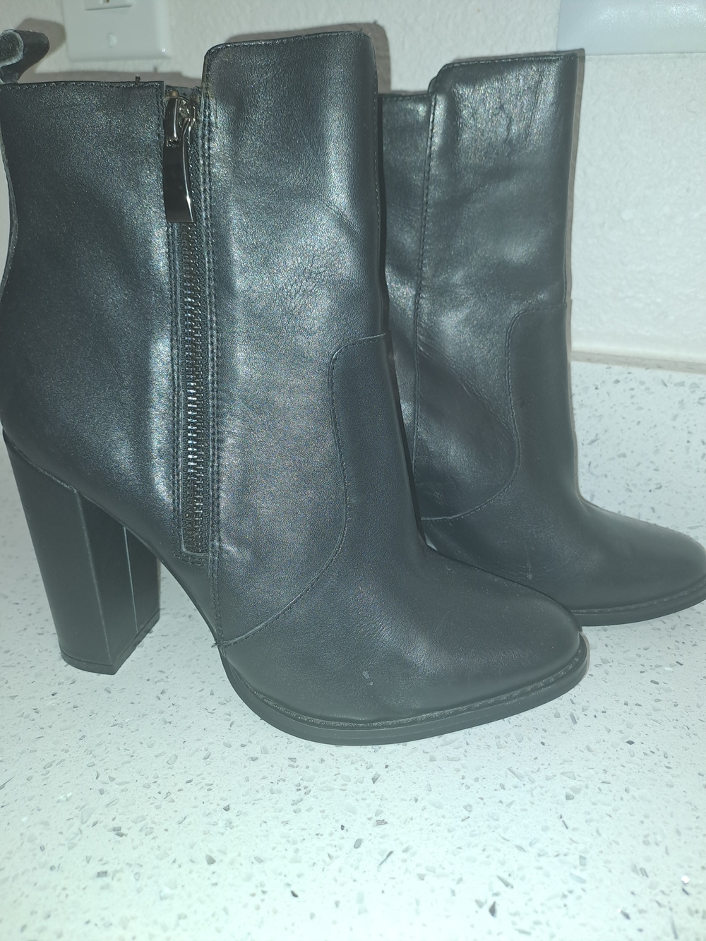 Roolee Black High Heel Ankle Boots with Side Zipper